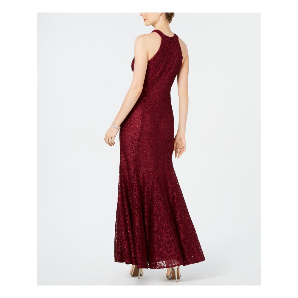 R&M Richards R&M RICHARDS Womens Burgundy Glitter Lace Floral ...