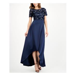 Adrianna Papell ADRIANNA PAPELL Womens Lace Short Sleeve Boat Neck Maxi Formal Hi-Lo Dress Adrianna Papell ADRIANNA PAPELL Womens Lace Short Sleeve Boat Neck Maxi Formal Hi-Lo Dress