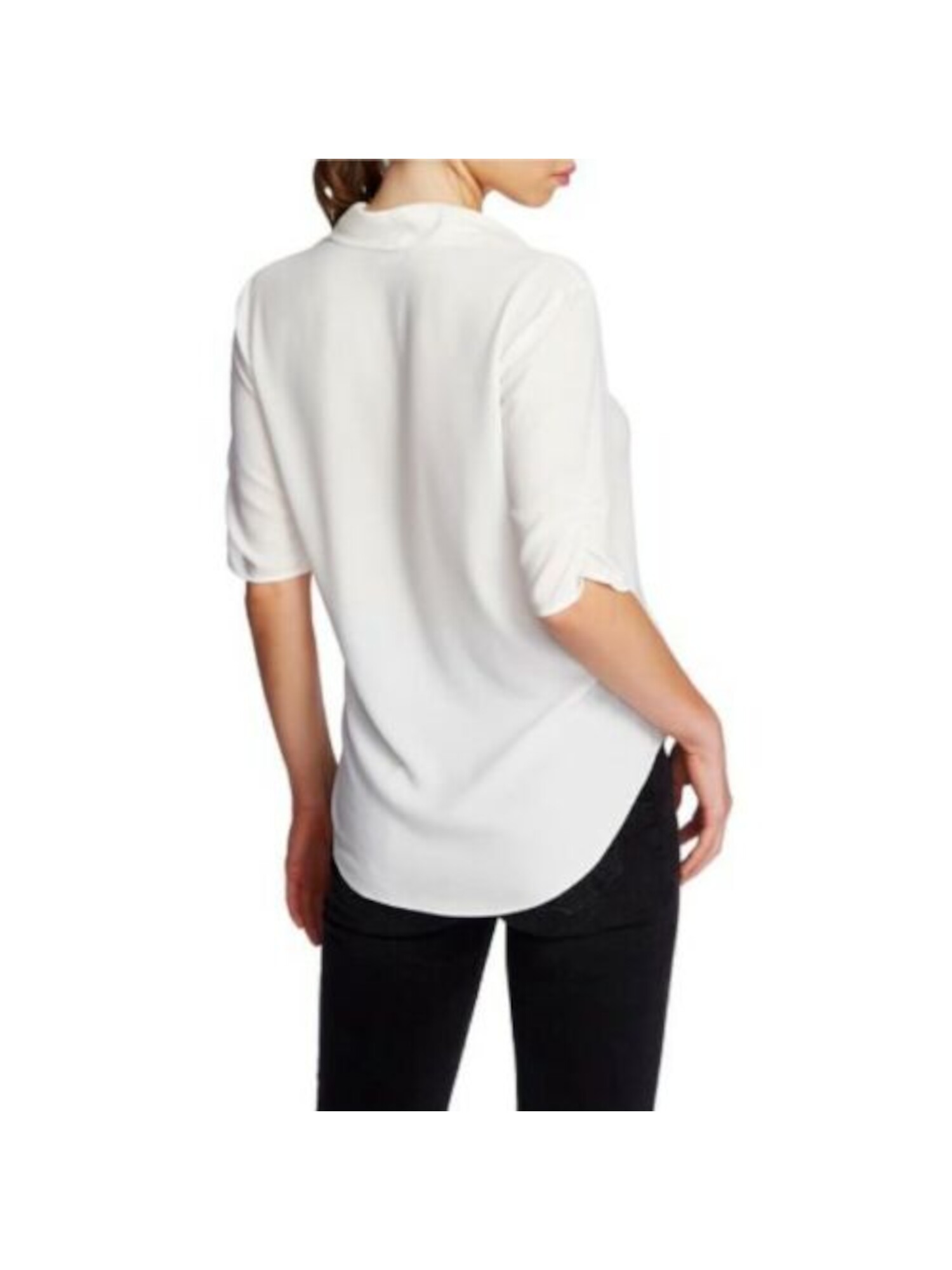 1. STATE Womens White Long Sleeve V Neck Top M