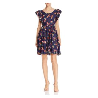 Jill Stuart JILL STUART Womens Fit + Flare Short Dress Back Cut Out Cap Sleeve Scoop Neck Jill Stuart JILL STUART Womens Fit + Flare Short Dress Back Cut Out Cap Sleeve Scoop Neck