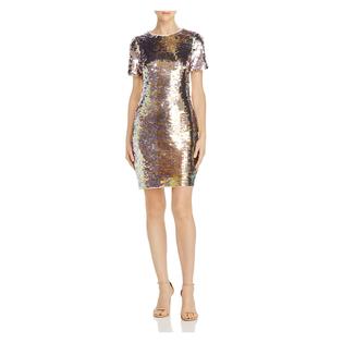 Aidan Mattox AIDAN MATTOX Womens Sequined Short Sleeve Jewel Neck Short Cocktail Body Con Dress Aidan Mattox AIDAN MATTOX Womens Sequined Short Sleeve Jewel Neck Short Cocktail Body Con Dress