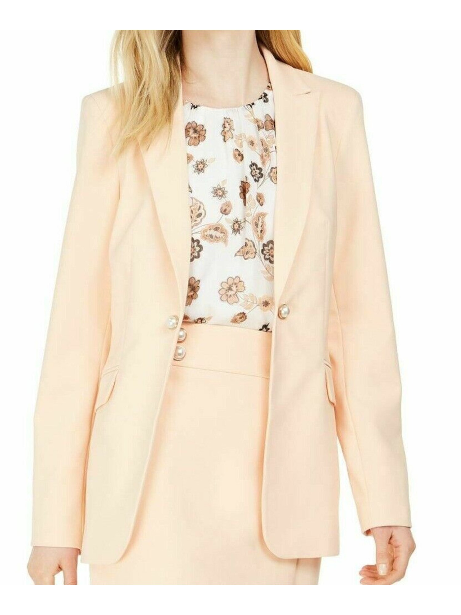 Calvin Klein CALVIN KLEIN Womens Orange One-button Single-breasted Wear To  Work Blazer Jacket Petites 14P
