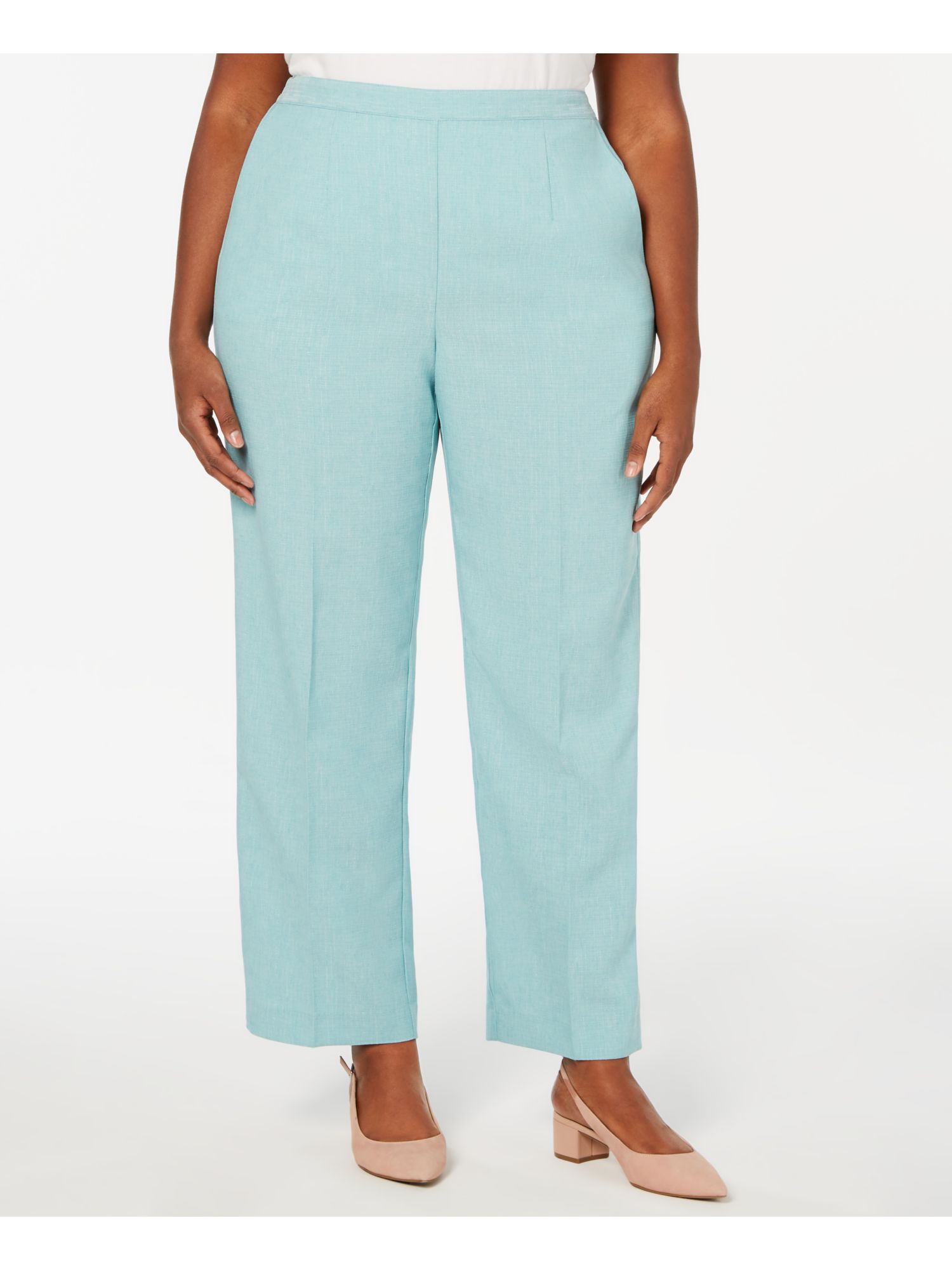 ALFRED DUNNER Womens Turquoise Straight leg Pants Plus Size: 18W
