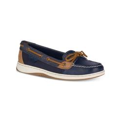 SPERRY Womens Navy Arch Support Slip Resistant Angelfish Wedge Slip On Leather Boat Shoes 5