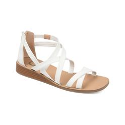 JOURNEE COLLECTION Womens White Strappy Lanza Wedge Zip-Up Sandals 10 M