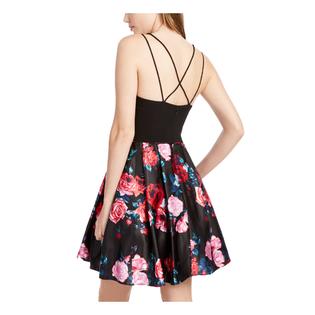 BLONDIE Womens Fit + Flare Short Dress Pockets Spaghetti Strap Scoop Neck Party BLONDIE Womens Fit + Flare Short Dress Pockets Spaghetti Strap Scoop Neck Party