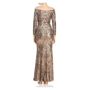 Aqua AQUA Womens Sequined Zippered Long Sleeve Off Shoulder Full-Length Formal Body Con Dress Aqua AQUA Womens Sequined Zippered Long Sleeve Off Shoulder Full-Length Formal Body Con Dress