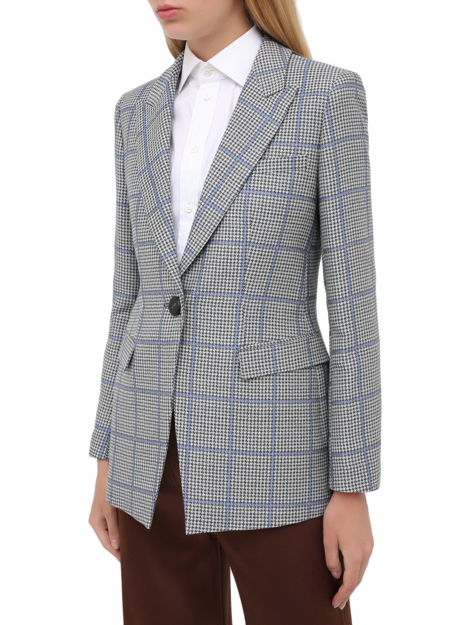 EMPORIO ARMANI Womens Gray Houndstooth Wear To Work Blazer Jacket 40