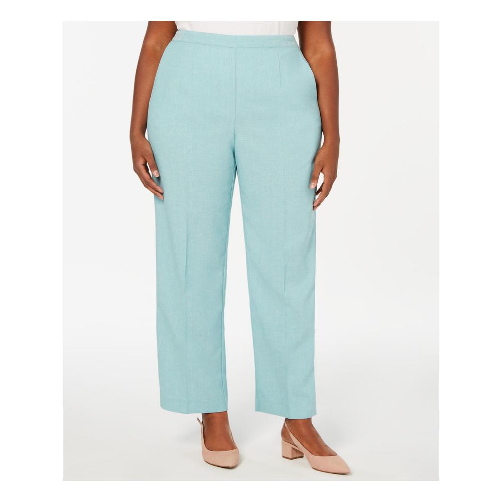 ALFRED DUNNER Womens Turquoise Straight leg Pants Plus Size: 18W