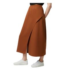FRENCH CONNECTION Womens Brown Gathered Drapped Front Tea-Length Wrap Skirt Juniors M