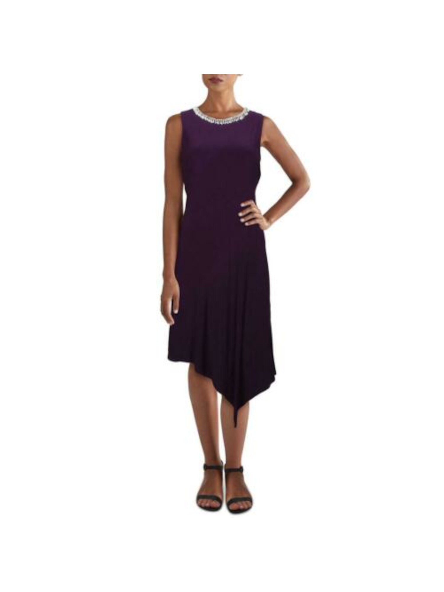 sachin and babi light blue dress MSK Womens Fit + Flare Below The Knee Dress Sleeveless Evening Asymmetrical