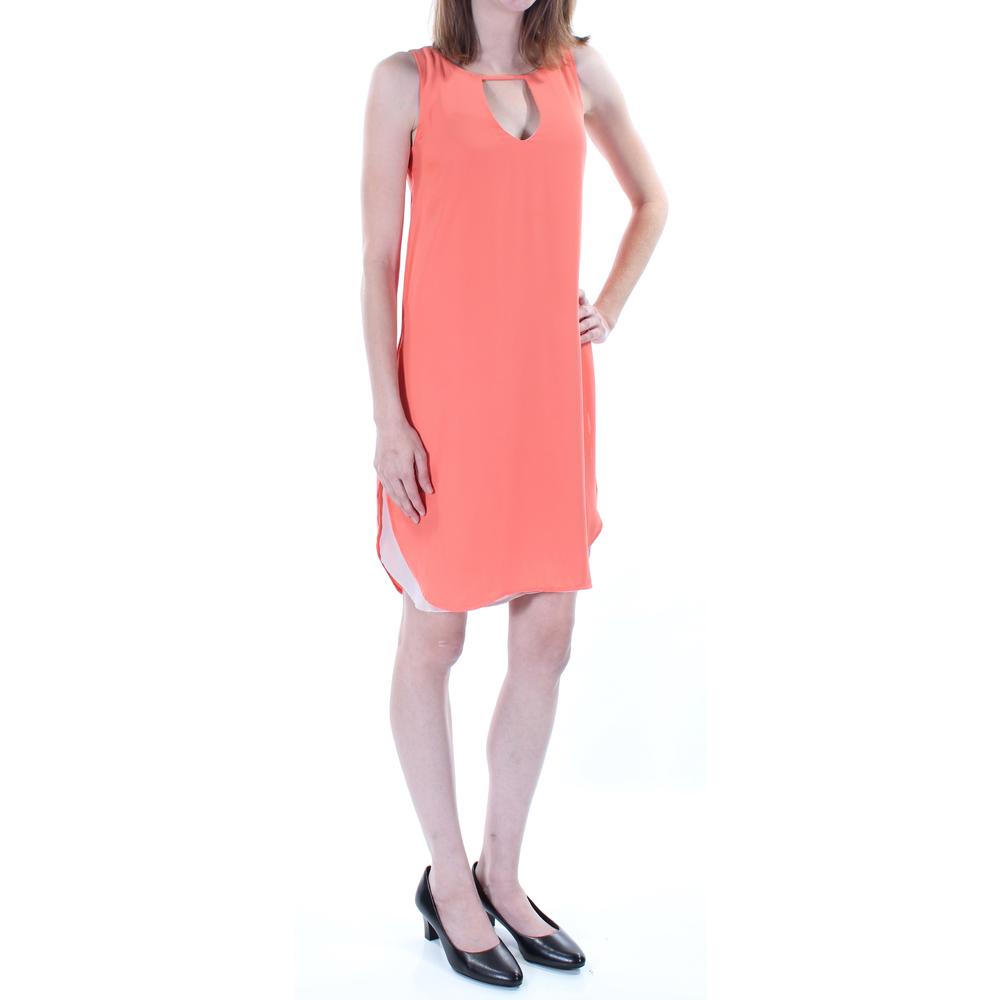 BAR III Womens Orange Sleeveless Keyhole Above The Knee Shift Dress Size: XS