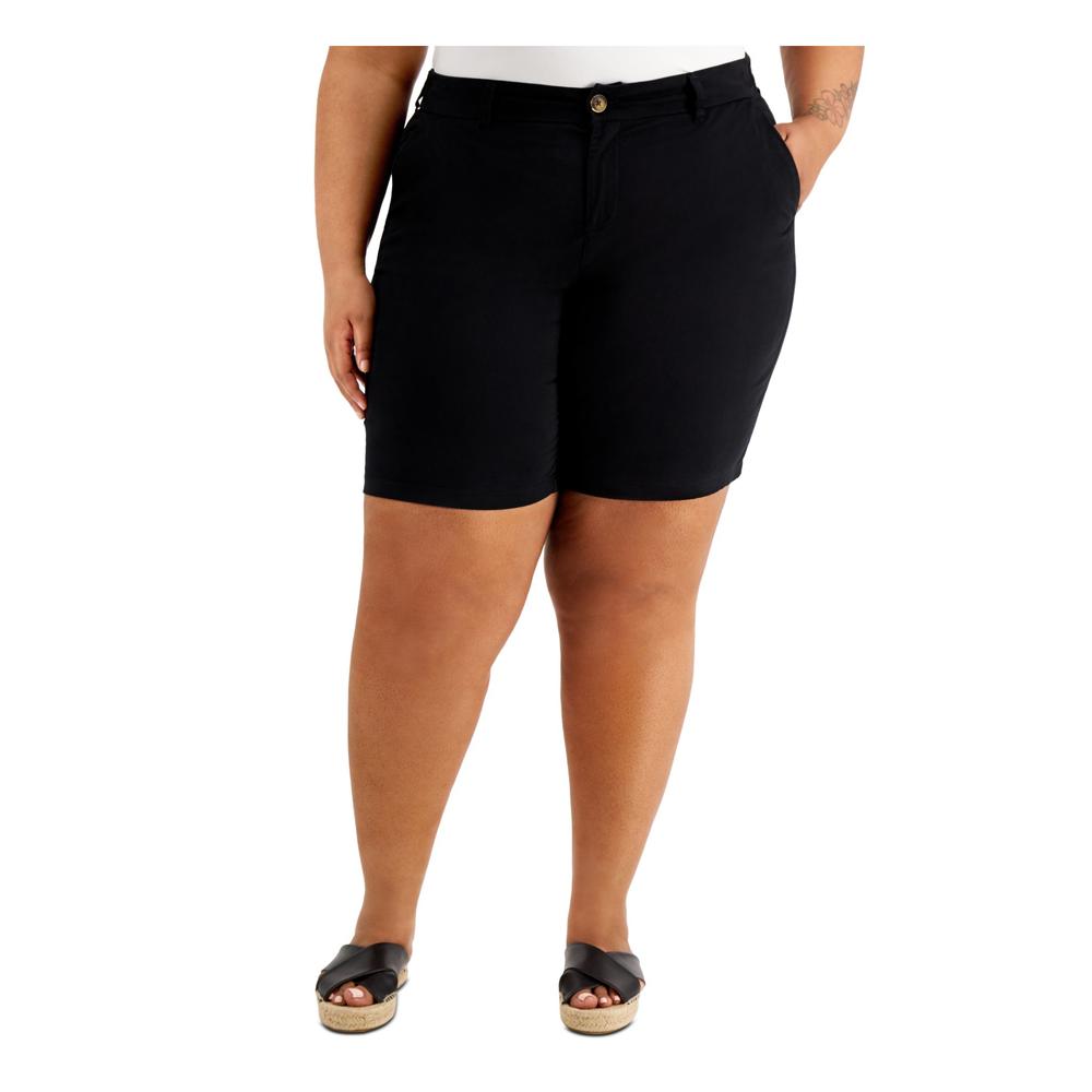 STYLE & COMPANY Womens Black Pocketed 9 Inseam Straight leg Shorts Plus 22W