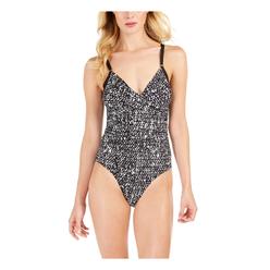 CALVIN KLEIN Women's Pink Printed Stretch Tummy Control V-Neck Twist Front Lined Adjustable Full Coverage One Piece Swimsuit 4