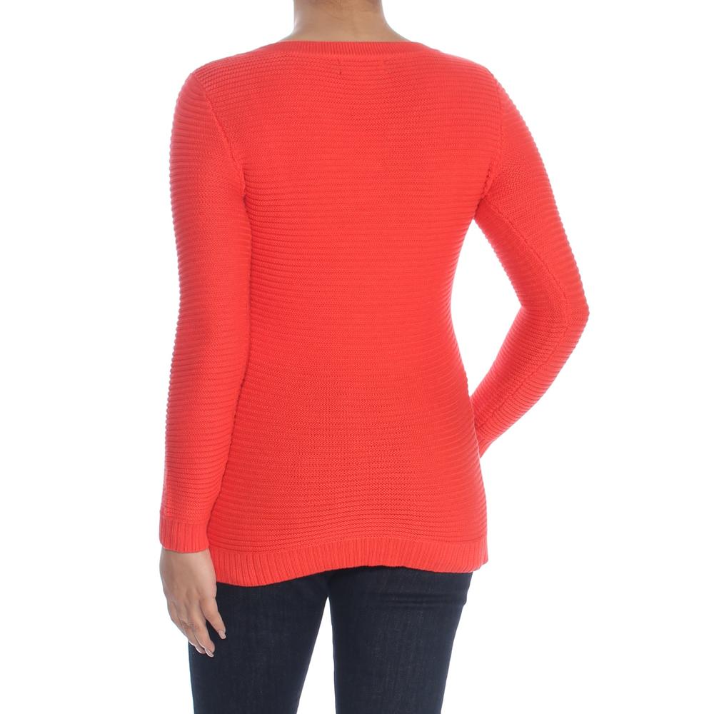 CHARTER CLUB Womens Orange Grommet Long Sleeve V Neck Sweater Petites PP
