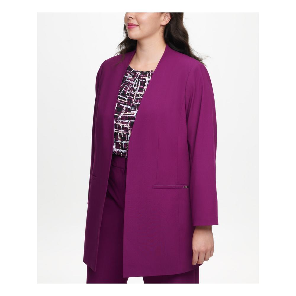 Calvin Klein CALVIN KLEIN Womens Purple Wear To Work Blazer Jacket Plus 22W
