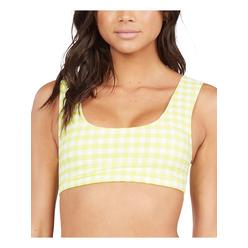 ROXY Women's Yellow Check Removable Cups Beautiful Sun Square Neck Swimsuit Top XS