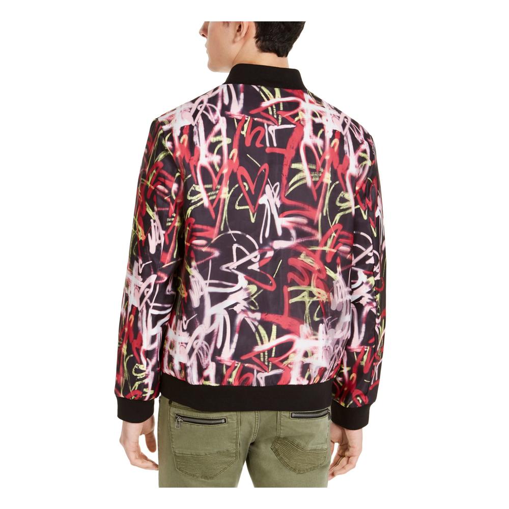 International Concepts INC Mens Red Graphic Bomber Jacket 2X