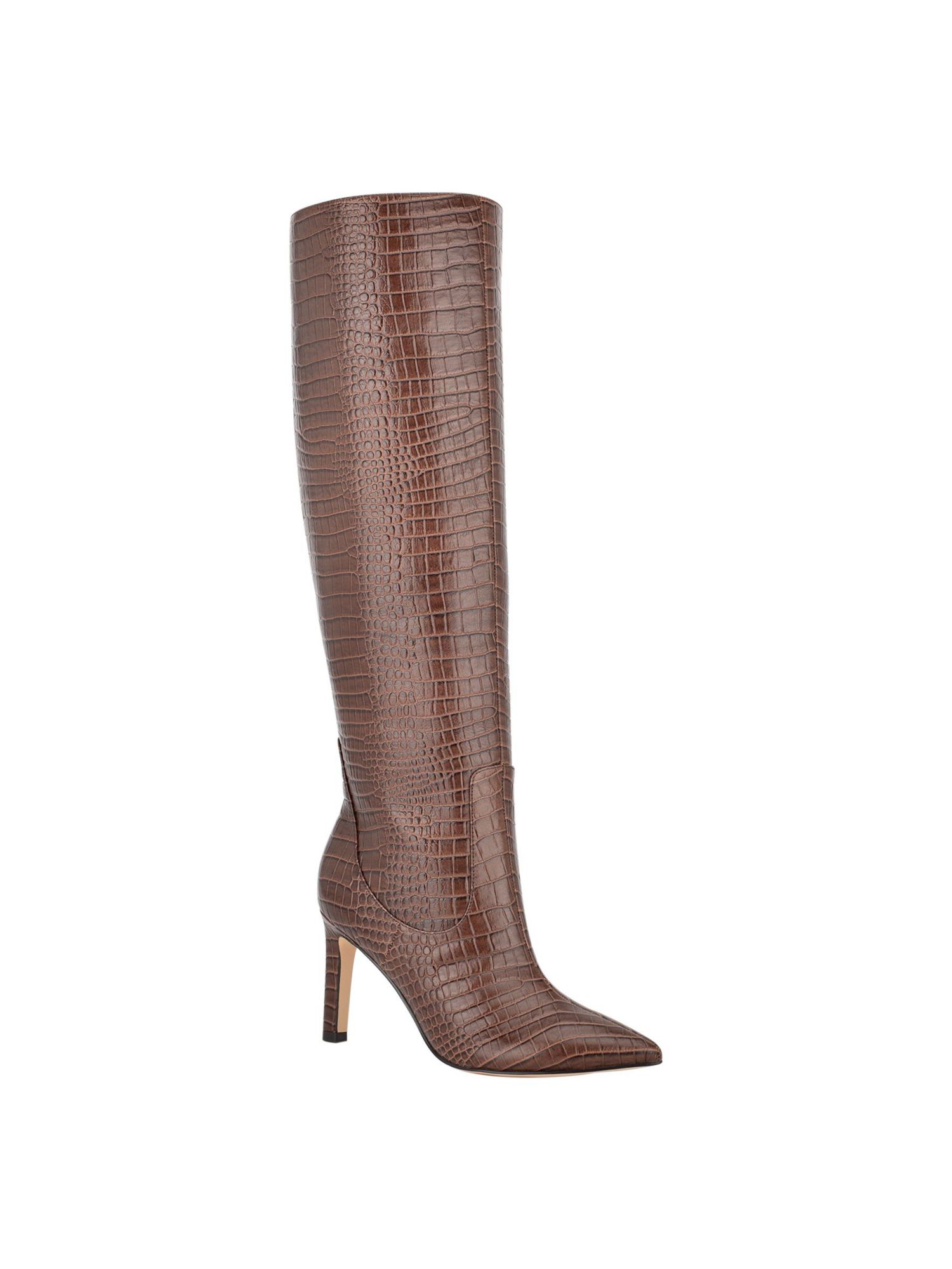 Nine West NINE WEST Womens Brown Cushioned Pointed Toe Stiletto Zip-Up  Leather Dress Heeled Boots 8.5
