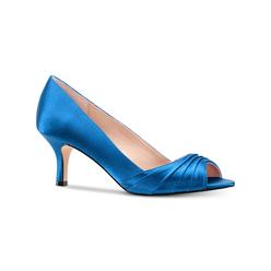 NINA Womens Blue Pleated Detail At Toe Cushioned Chezare Round Toe Kitten Heel Slip On Dress Pumps 6.5