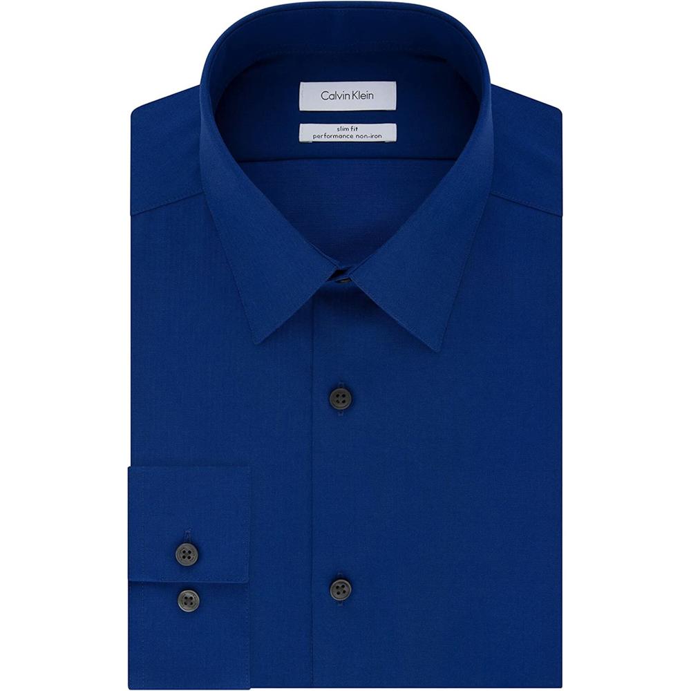 Calvin Klein CALVIN KLEIN Mens Navy Collared Dress Shirt 2XL 18 34/35