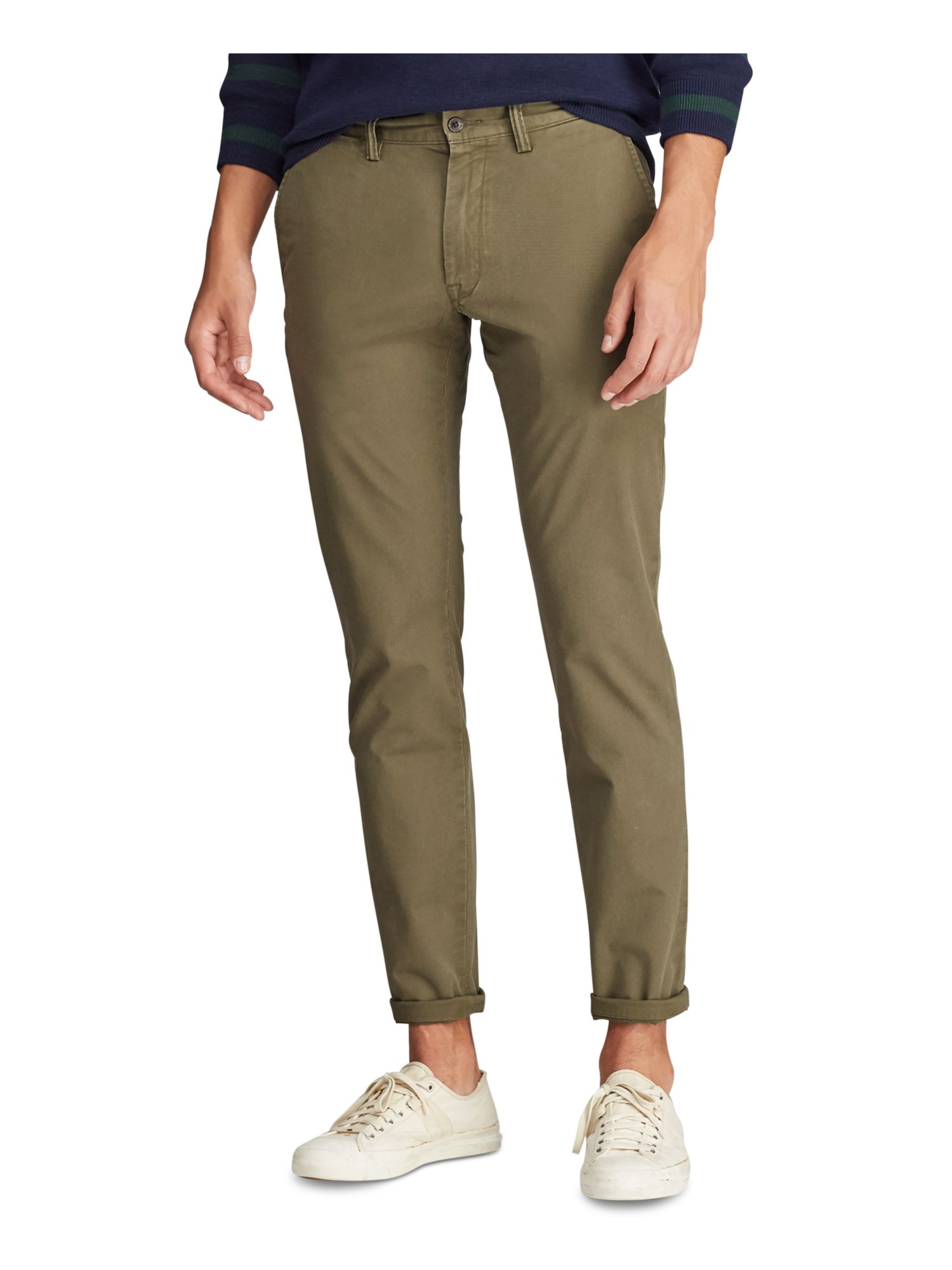 Ralph Lauren POLO RALPH LAUREN Mens Green Flat Front, Tapered, Slim Fit  Cotton Chino Pants W38/ L32