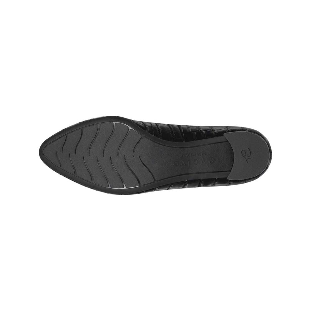 EVOLVE Womens Black Cushioned Slip Resistant Almond Toe Block Heel Slip On Leather Dress Pumps Shoes 9 M