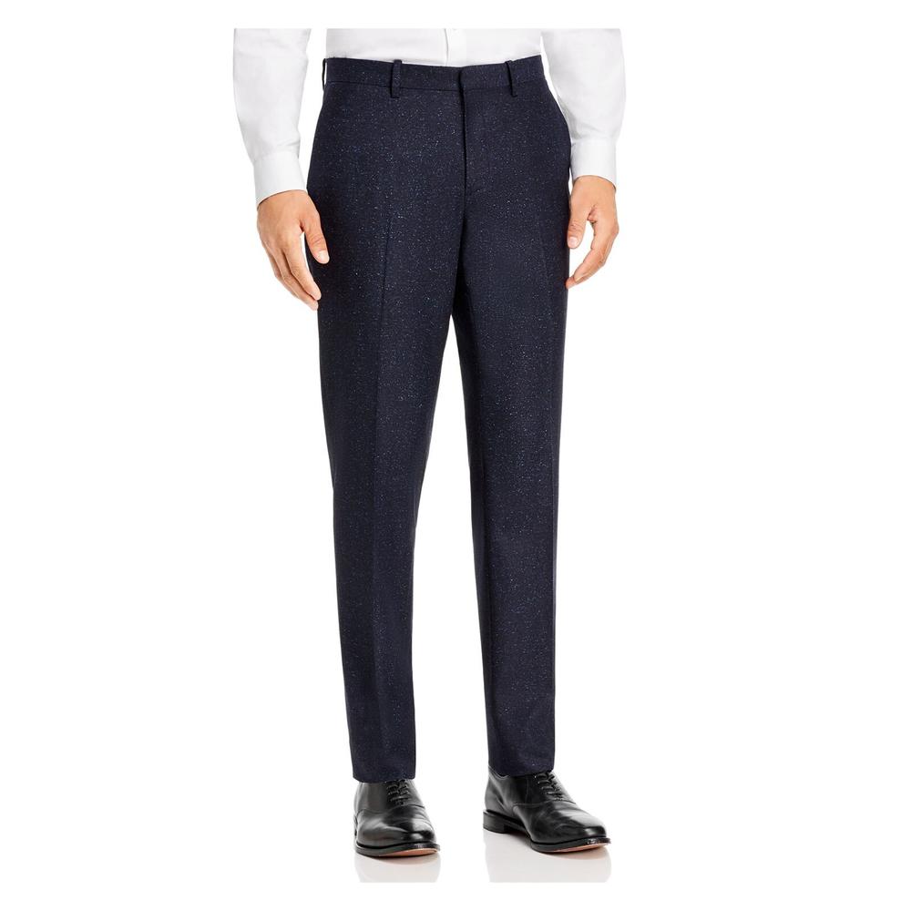 THEORY Mens Mayer Bowen Blue Flat Front, Tapered, Speckle Classic Fit Pants 29