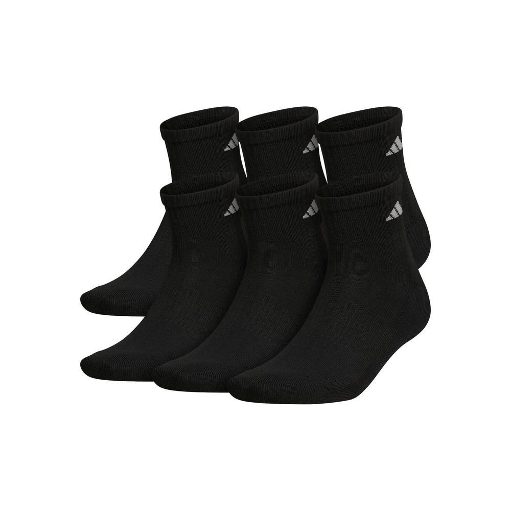 Adidas ADIDAS Mens 6 Pack Black Logo Casual Ankle Socks 12-15