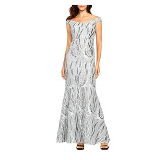 Aidan Mattox AIDAN MATTOX Womens Sequined Embroidered Trumpet Gown Sleeveless Off Shoulder Maxi Formal Dress Aidan Mattox AIDAN MATTOX Womens Sequined Embroidered Trumpet Gown Sleeveless Off Shoulder Maxi Formal Dress