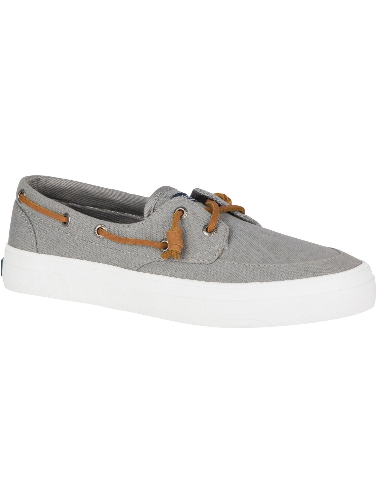 SPERRY Womens Gray Faux Laces Padded Crest Boat Round Toe Platform Slip On Boat Shoes 6 M