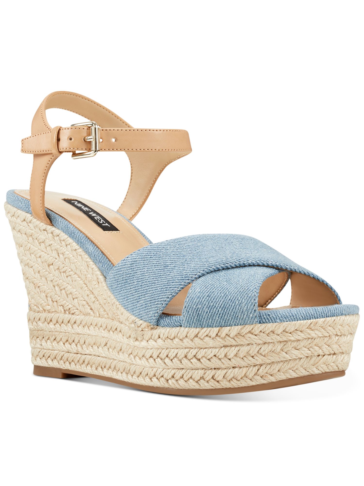 Nine West NINE WEST Womens Blue Vamp Straps 1.5 Platform Dane Wedge  Espadrille Shoes 11 M