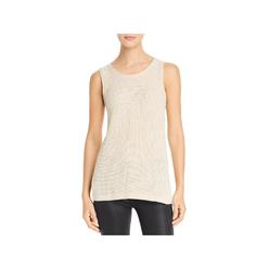 MARLED REUNITED CLOTHING Womens Beige Knit Ribbed Slitted Rolled Edge Sleeveless Scoop Neck Wear To Work Tank Sweater XS