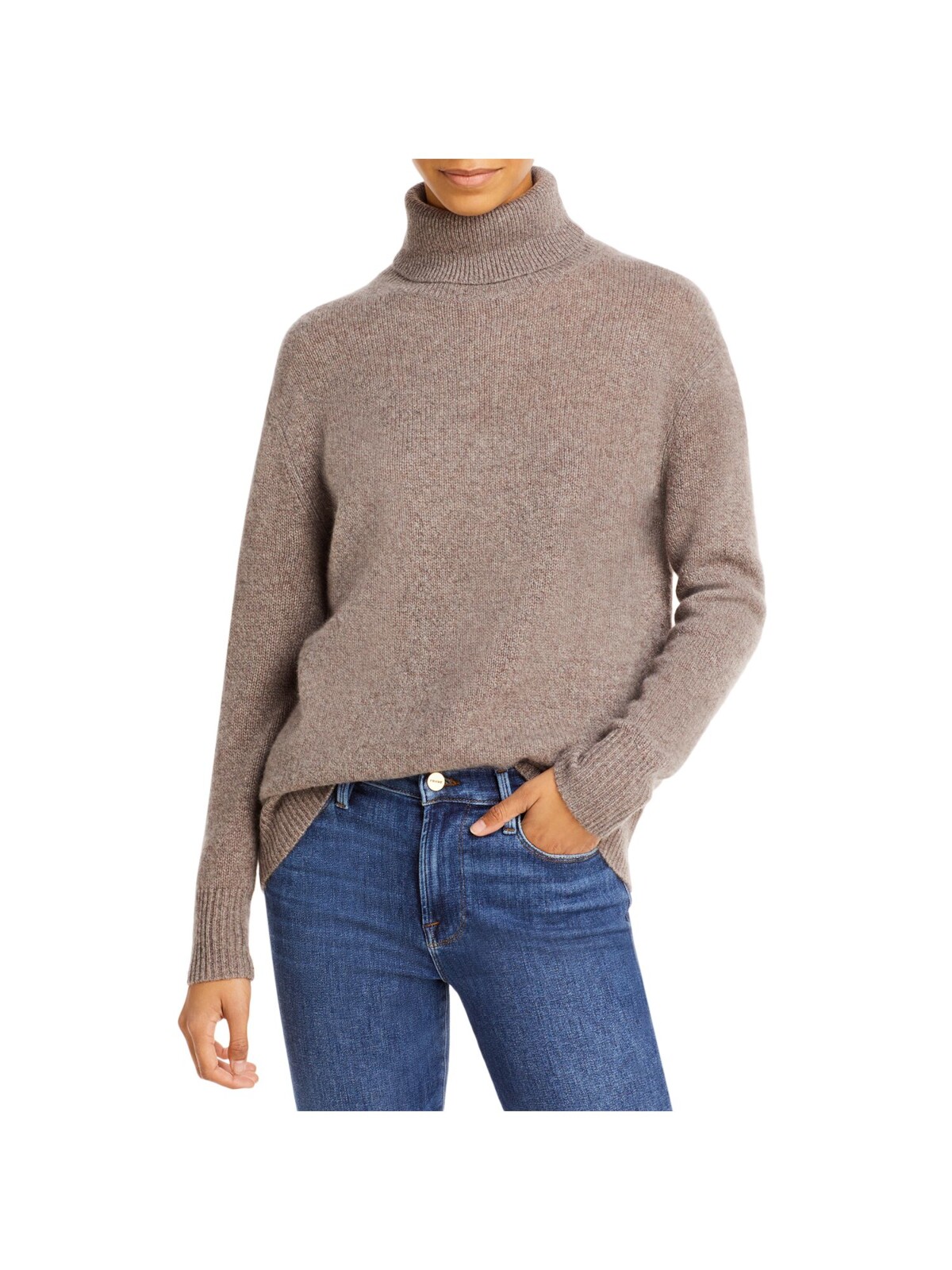 C BLOOMINGDALES Designer Brand Womens Maroon Ribbed Long Sleeve Turtle Neck  Tunic Sweater S
