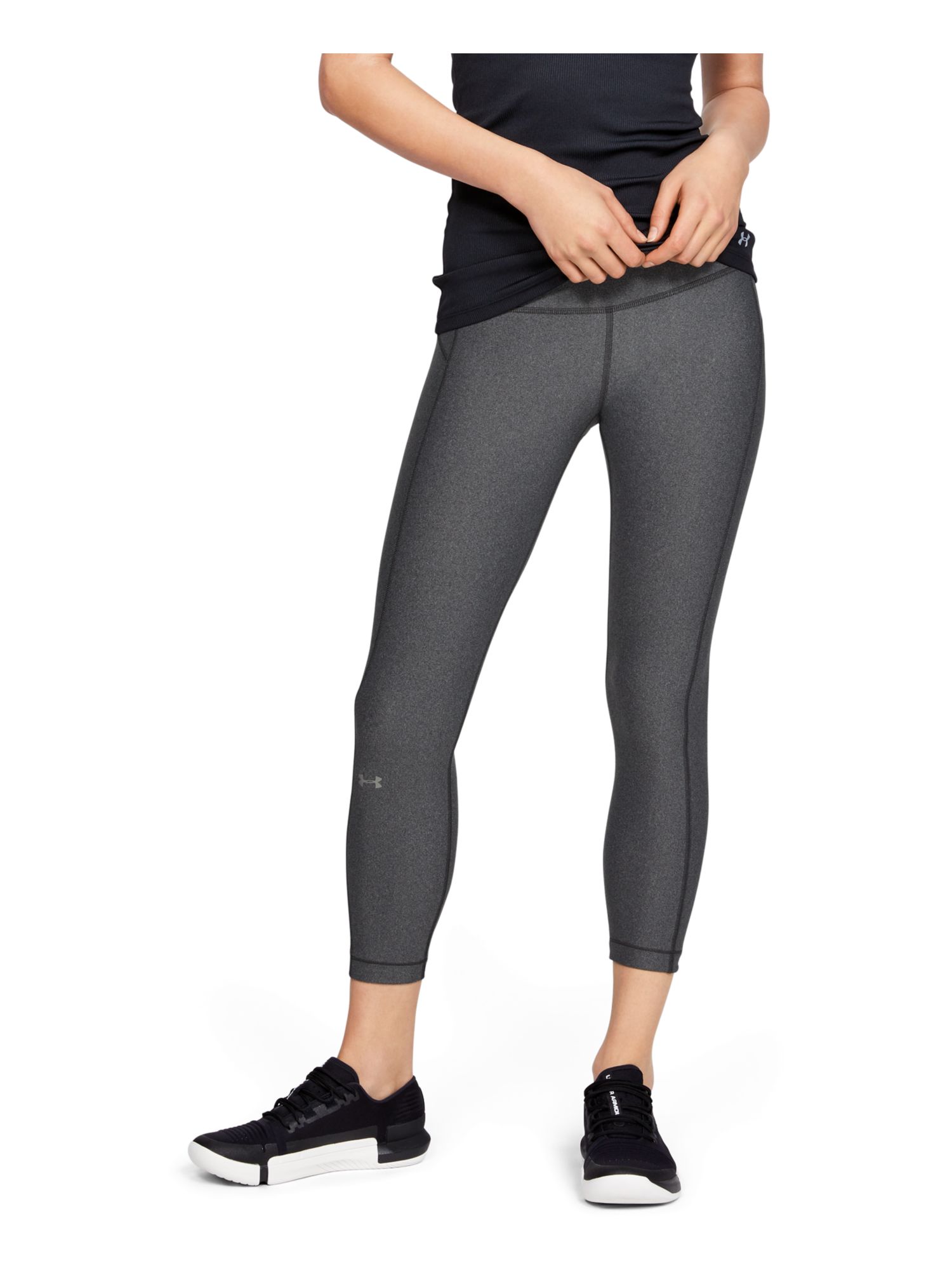 Under Armour UNDER ARMOUR Womens Gray Stretch Pocketed Ankle Crop Logo  Graphic Active Wear High Waist Leggings S