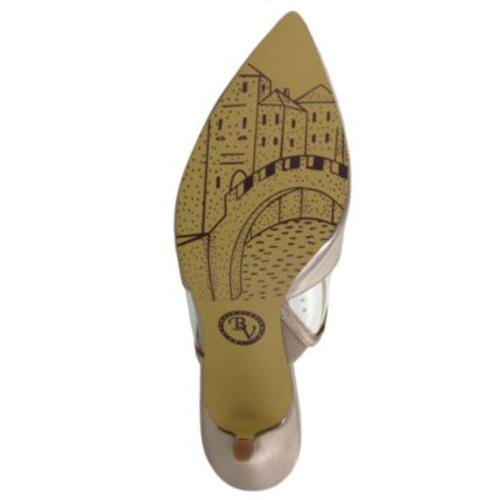 BELLA VITA Womens Gold Comfort Padded Blakely Ii Pointed Toe Kitten Heel Slip On Dress Heeled Mules Shoes 9.5 W