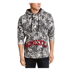 GUESS Mens Gray Graphic Long Sleeve Classic Fit Draw String Fleece Lined Hoodie XXL
