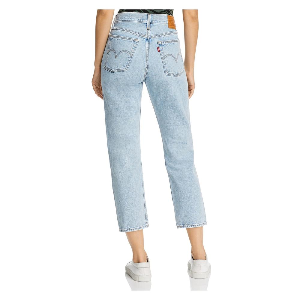 LEVIS PREMIUM Womens Blue Zippered Pocketed Crop Straight Leg High Waist  Jeans Juniors 31