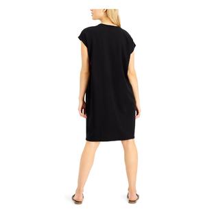 Eileen Fisher EILEEN FISHER Womens Black Stretch Cap Sleeve Crew Neck Knee Length Shift Dress XXS Eileen Fisher EILEEN FISHER Womens Black Stretch Cap Sleeve Crew Neck Knee Length Shift Dress XXS