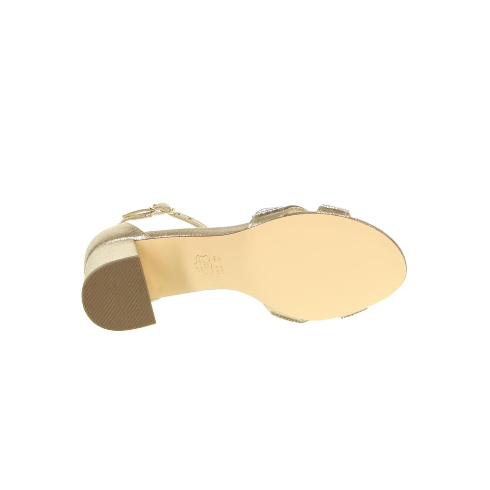 NINA Womens Gold Rhinestones Metalic Nolita Flare Leather Sandals 6.5 M