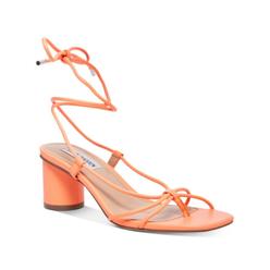 STEVE MADDEN Womens Coral Ankle Tie Dress Sandal Strappy Ivanna Square Toe Block Heel Lace-Up Dress Thong Sandals Shoes 7.5 M
