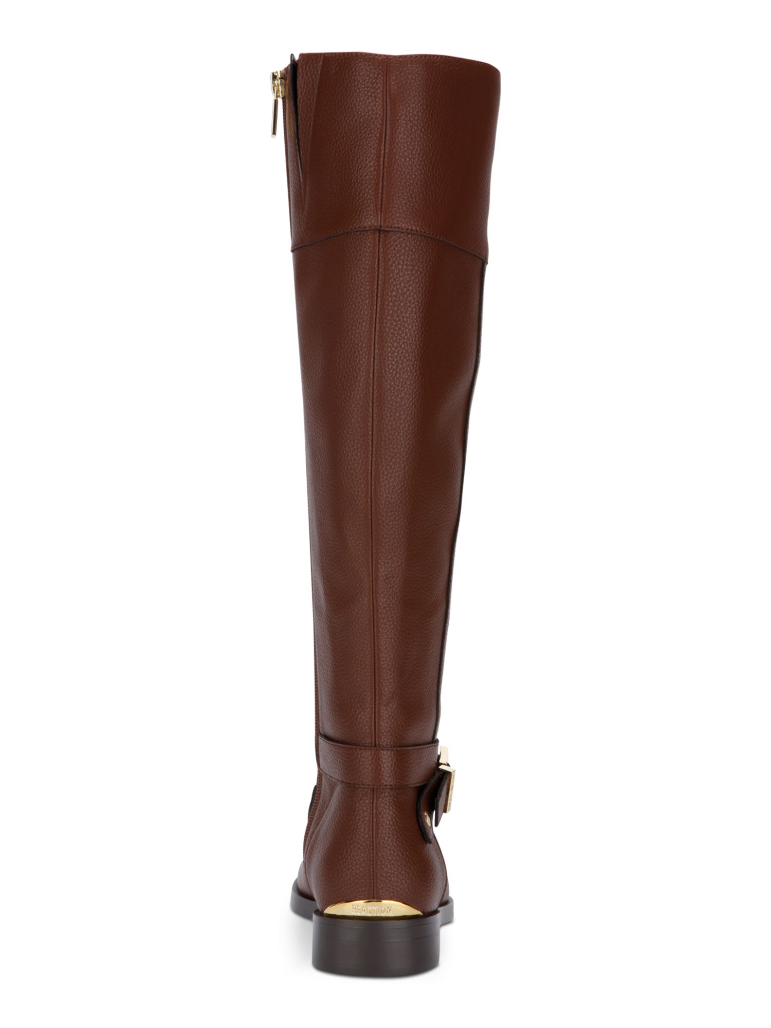 KENNETH COLE Womens Brown Thermoplastic Sole Gold Heel Accent Buckle Accent Wind Almond Toe Zip-Up Riding Boot 7 M
