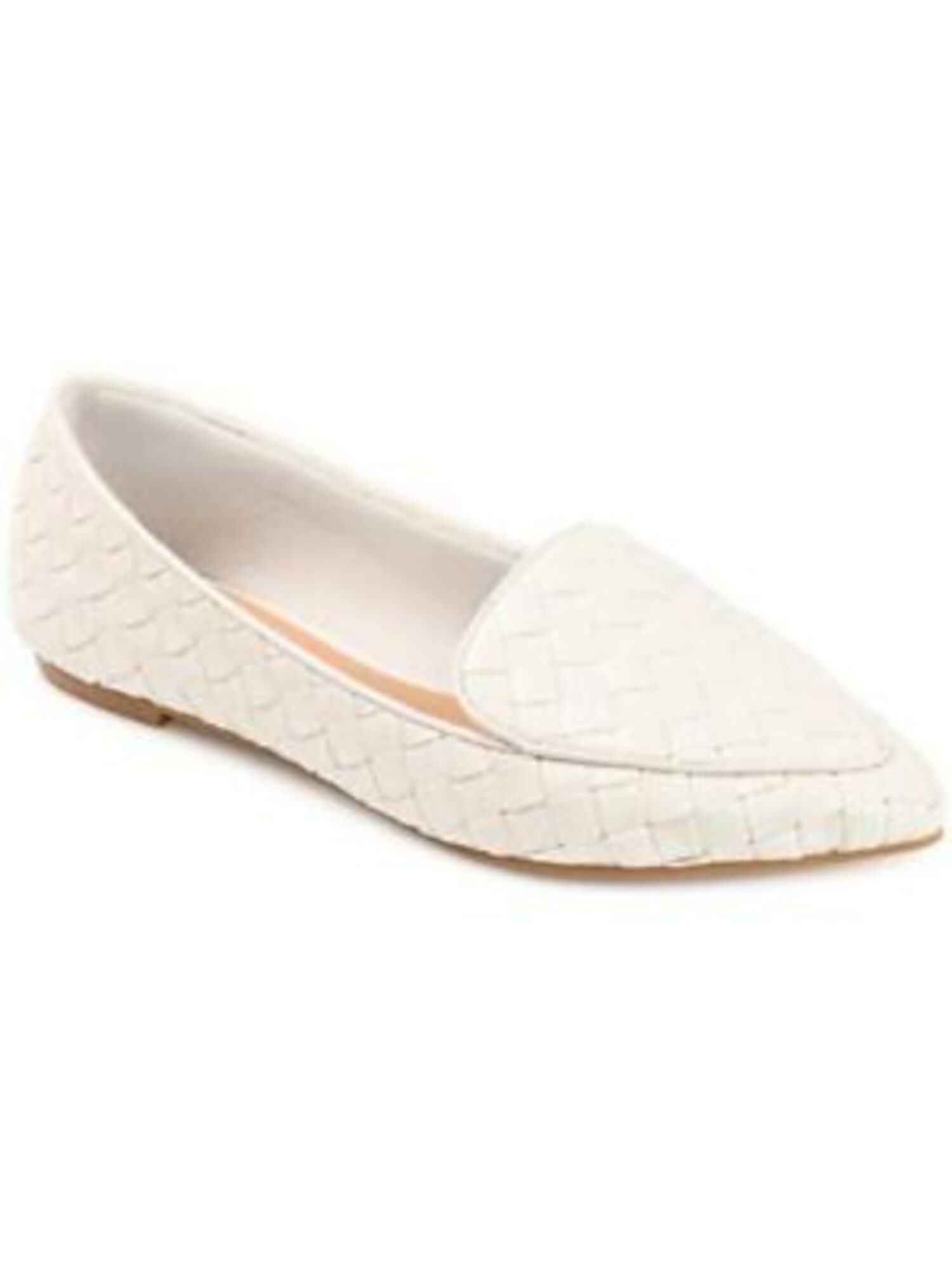 JOURNEE COLLECTION Womens White Ivory Woven Notch Cutouts Misty Pointed Toe Slip On Loafers 7