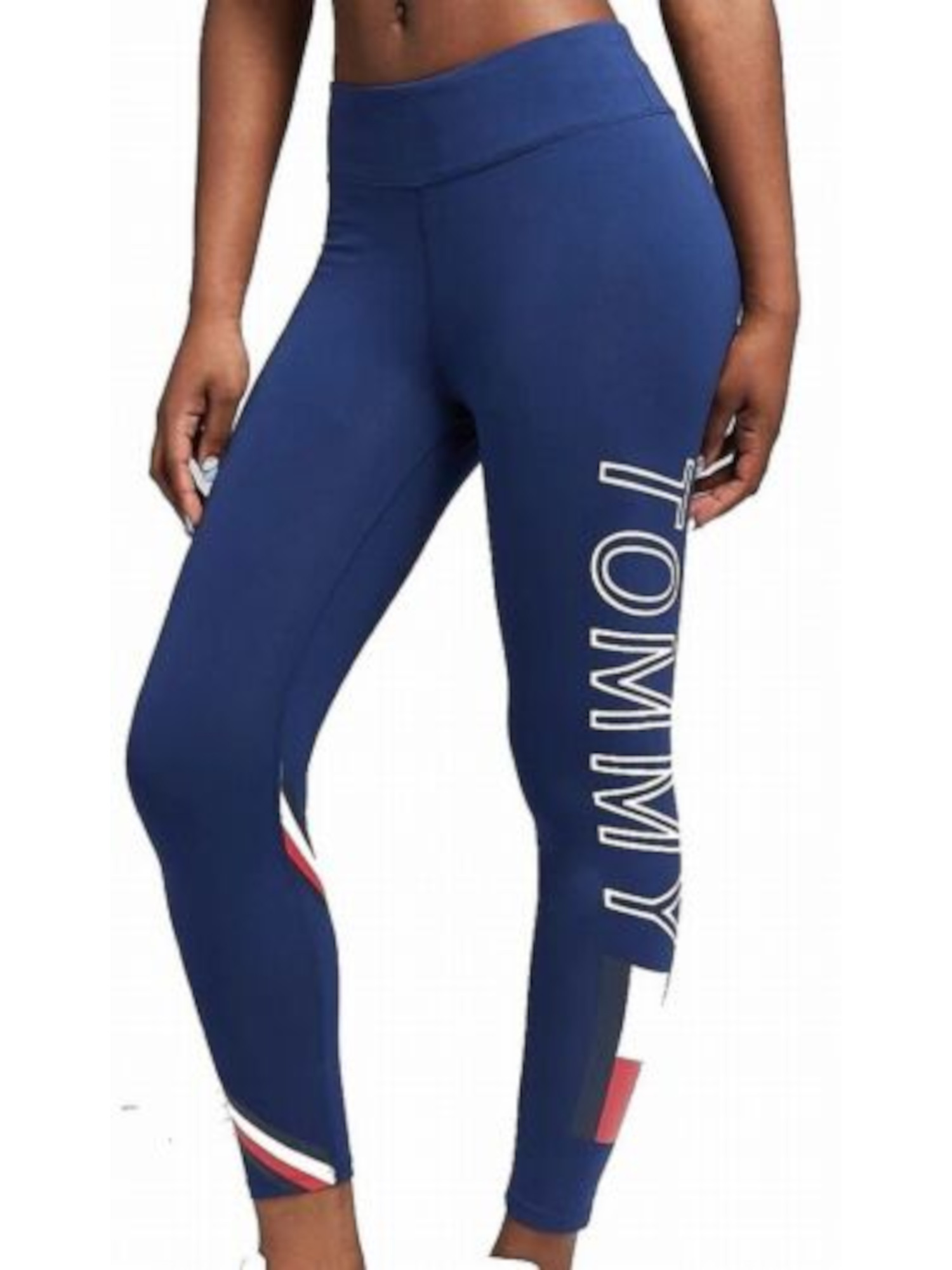Almægtig organ Fælles valg Tommy Hilfiger Sport TOMMY HILFIGER SPORT Womens Blue Stretch Pocketed  High-rise Ankle Logo Graphic Active Wear Skinny Leggings XS