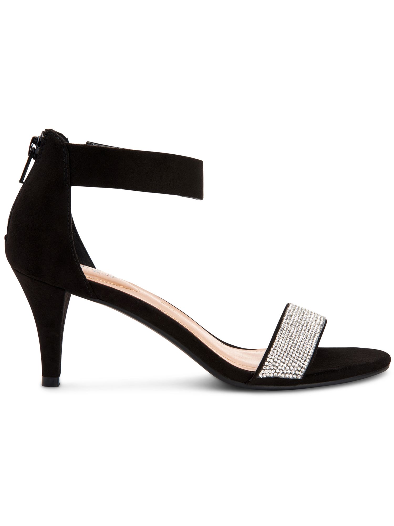 STYLE & COMPANY Womens Black Rhinestone Ankle Strap Phillys Round Toe Block Heel Buckle Dress Sandals 6.5 M