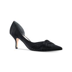 NINA Womens Black D'orsay Style Pleated Blakely Pointed Toe Kitten Heel Slip On Dress Pumps 6 W
