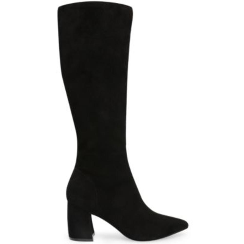 STEVE MADDEN Womens Black Comfort Nieve Pointed Toe Block Heel Zip-Up Leather Boots 5.5 M