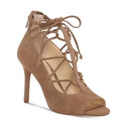 VINCE CAMUTO Womens Beige Cage-Inspired Lace Comfort Chennan Open Toe Stiletto Zip-Up Leather Dress Pumps 11 M