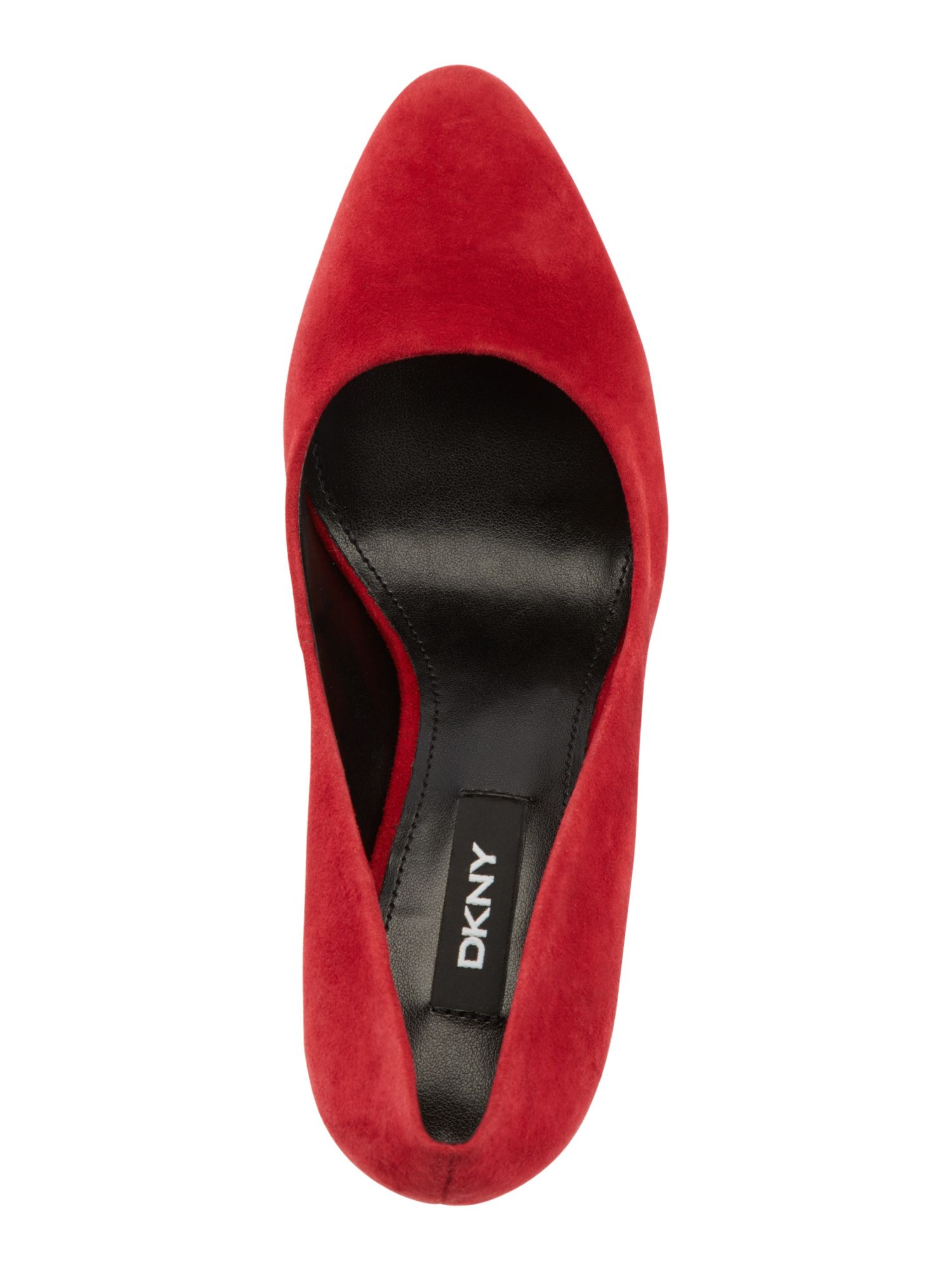 DKNY Womens Red Logo Heel Plate Cushioned Metallic Sila Almond Toe Block Heel Slip On Leather Dress Pumps Shoes 7 M
