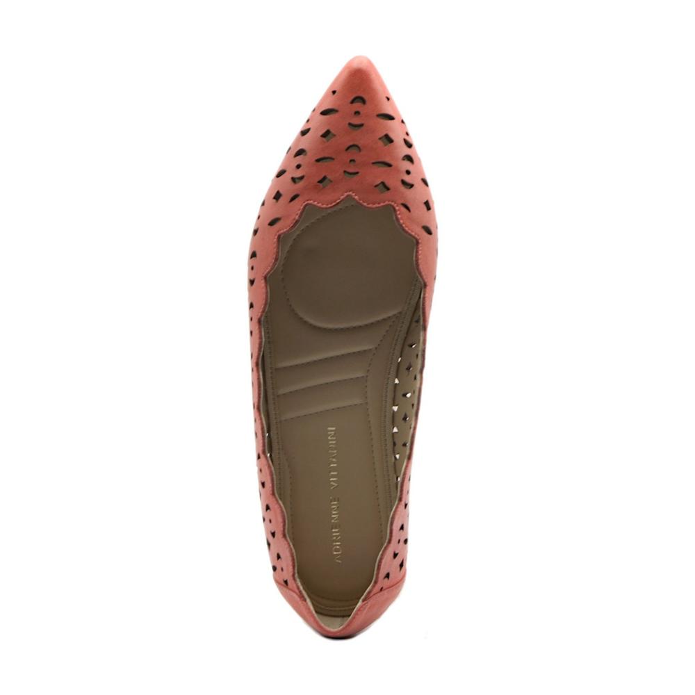 ADRIENNE VITTADINI Womens Coral Laser Cut Scalloped Padded Forst Pointed Toe Slip On Leather Flats 7 M
